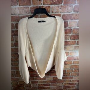 Women’s crop Lantern sleeve cream cardigan size M